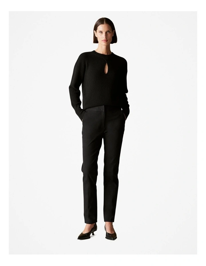 Australian Merino Rib Keyhole Knit in Black image 2