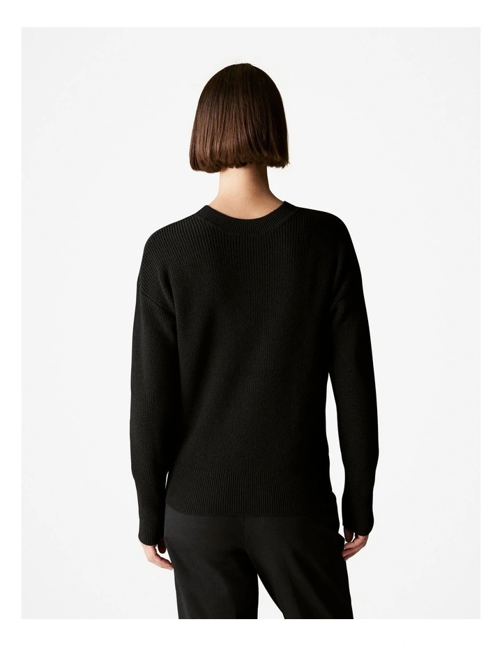 Australian Merino Rib Keyhole Knit in Black image 4