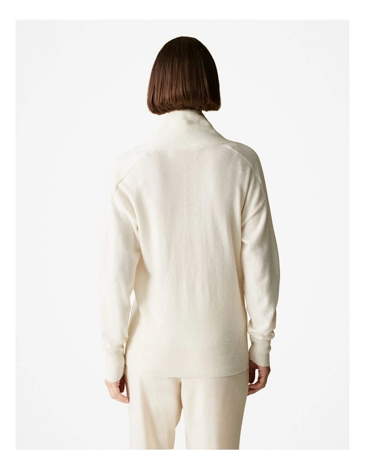 Cashmere Shawl Neck Knit in Parchment image 4