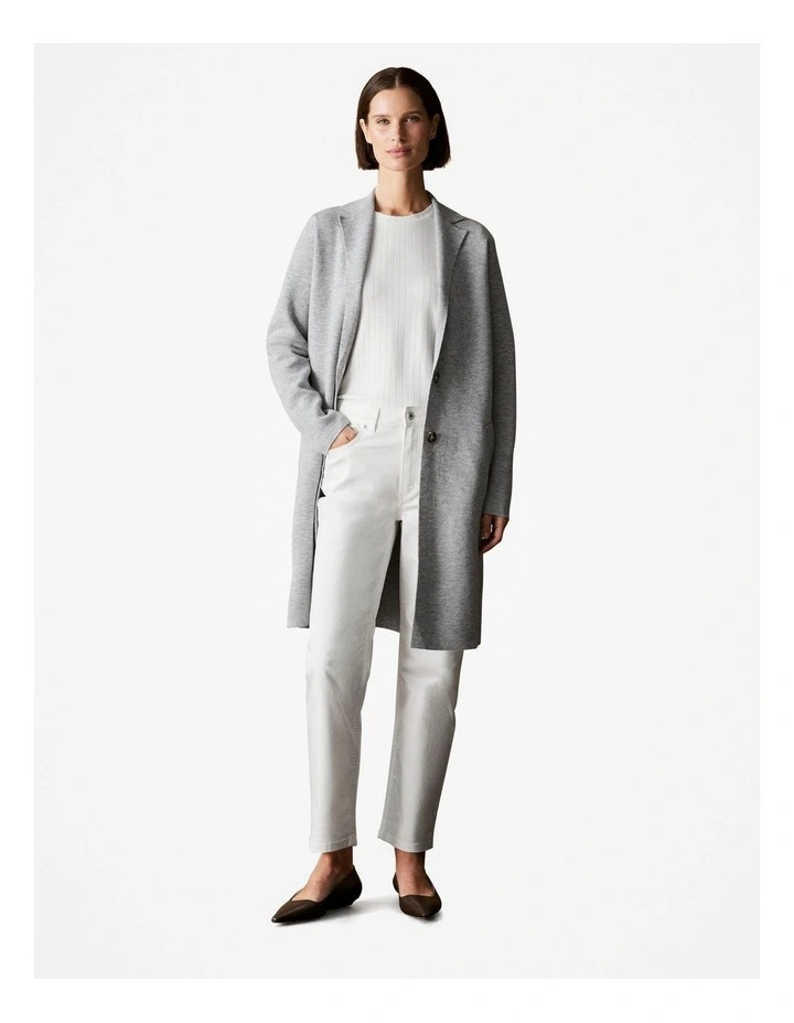 Double Knit Car Coat in Light Grey Melange image 1