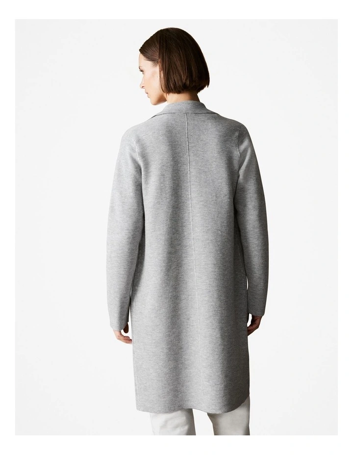 Double Knit Car Coat in Light Grey Melange image 4
