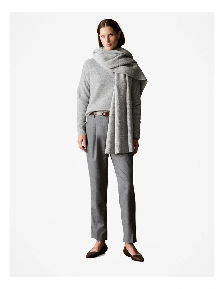 Yarn Dyed Stretch Wool Pleat Front Pant in Grey image 1