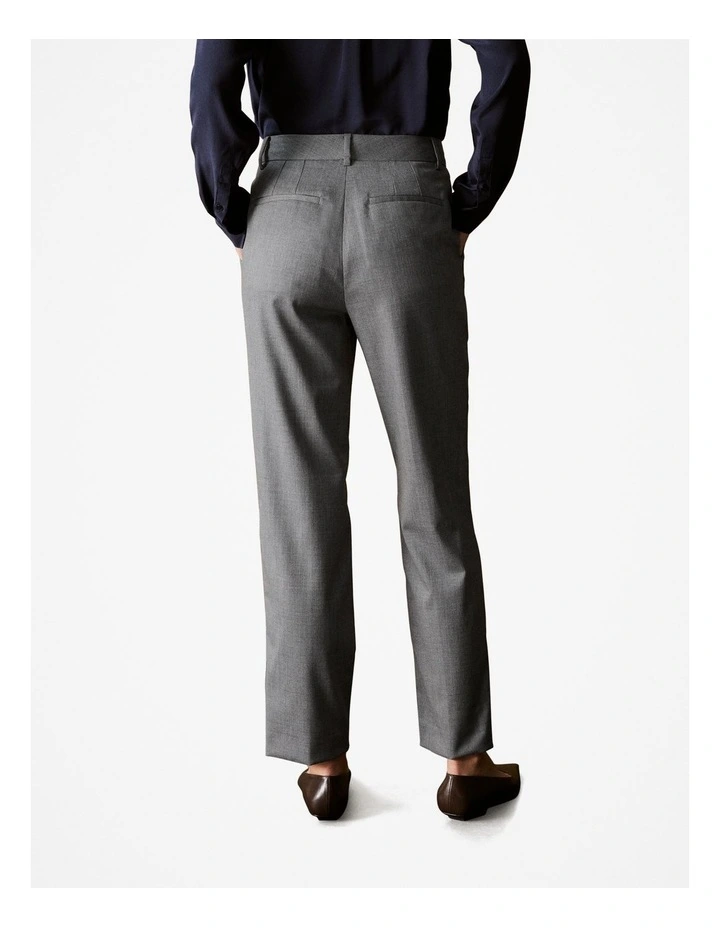 Yarn Dyed Stretch Wool Pleat Front Pant in Grey image 4