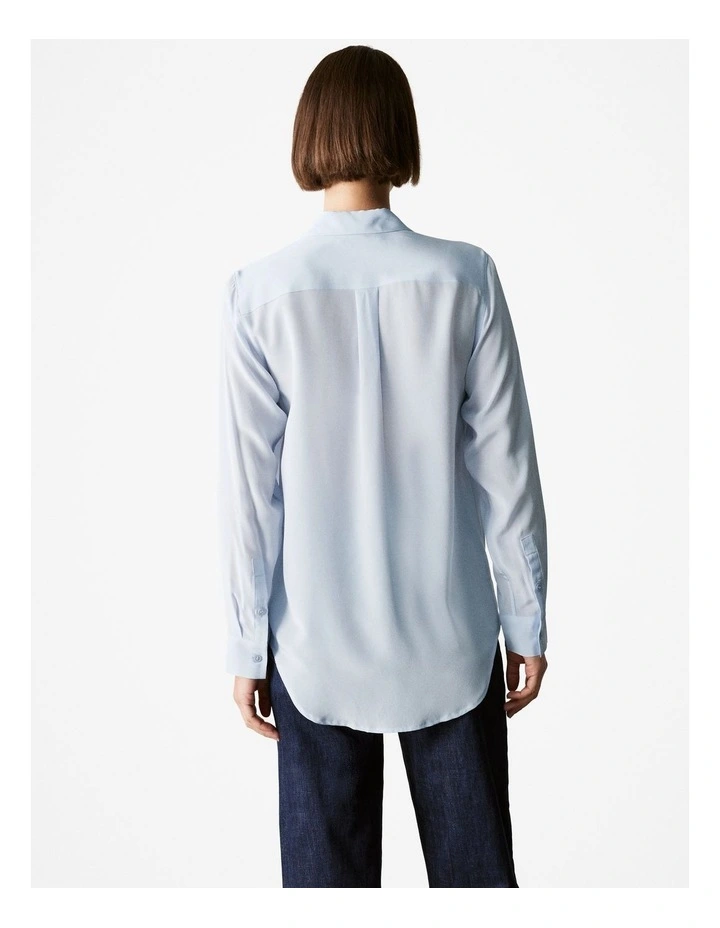 Classic Silk Shirt in Fresh Blue image 4