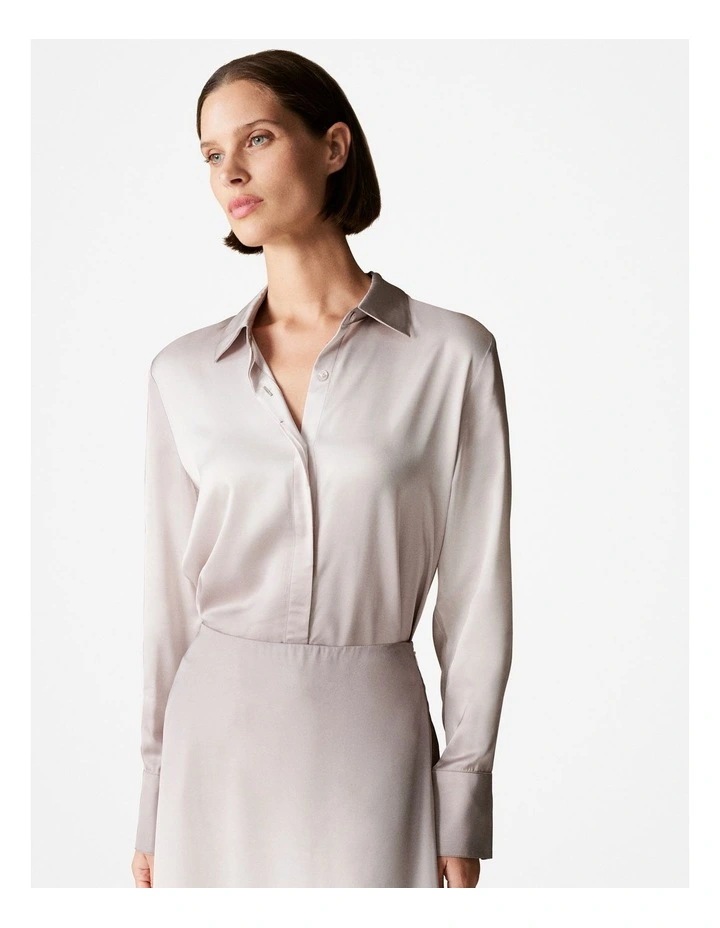 Satin Ombre Print Relaxed Shirt in Atmosphere image 1