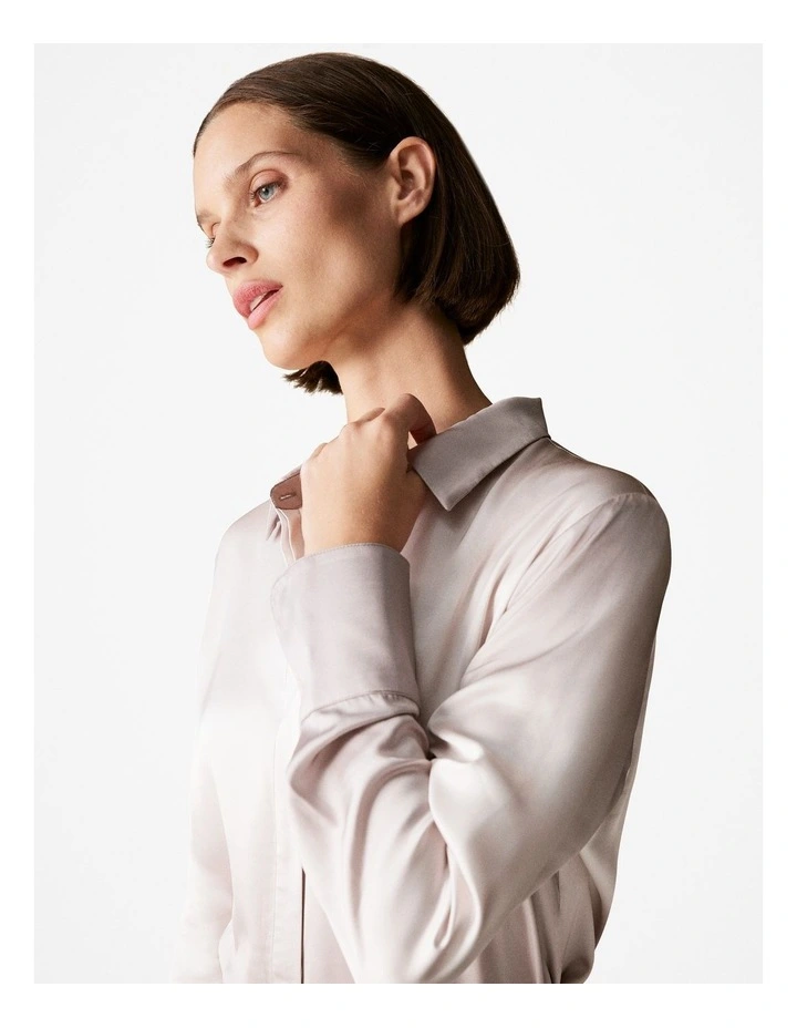 Satin Ombre Print Relaxed Shirt in Atmosphere image 3
