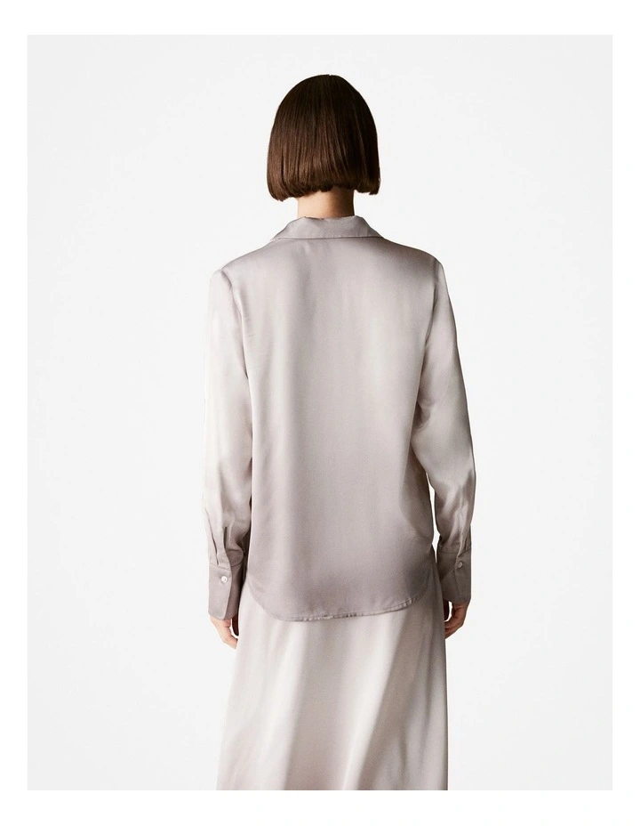 Satin Ombre Print Relaxed Shirt in Atmosphere image 4