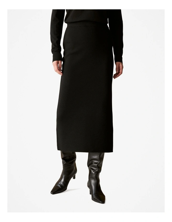 Australian Merino Milano Pencil Skirt in Black image 2