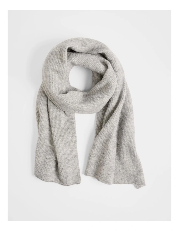 Alpaca Merino Blend Scarf in Light Grey Melange image 1