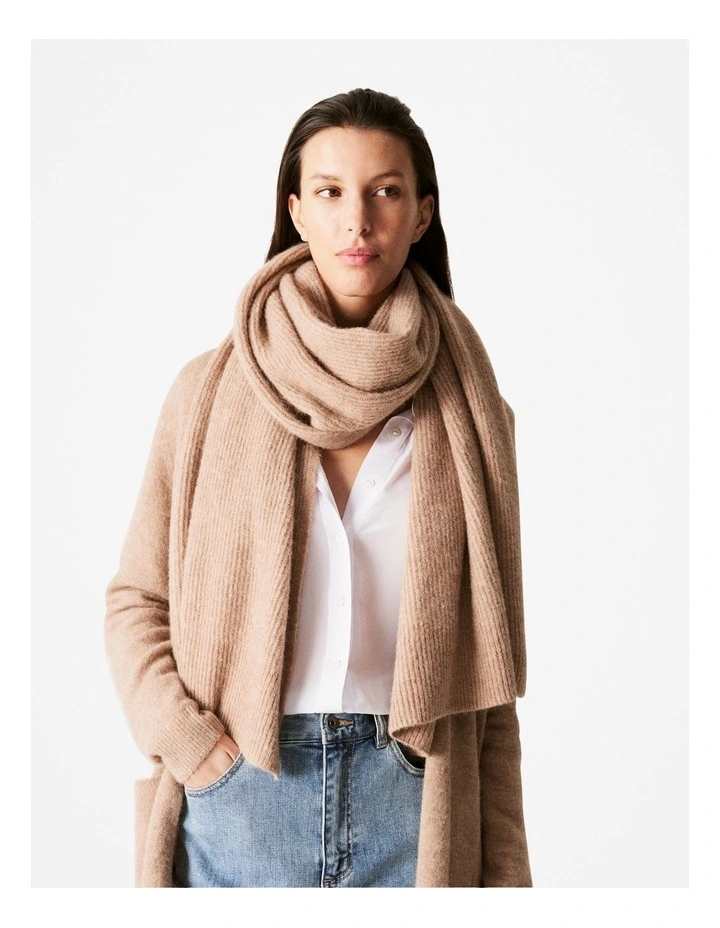 Alpaca Merino Blend Scarf in Camel image 3