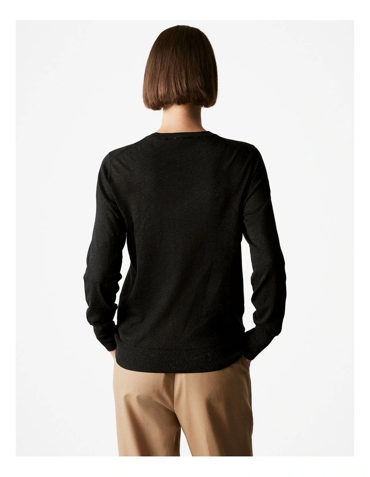 Merino Blend Shimmer Knit Jumper in Black image 4