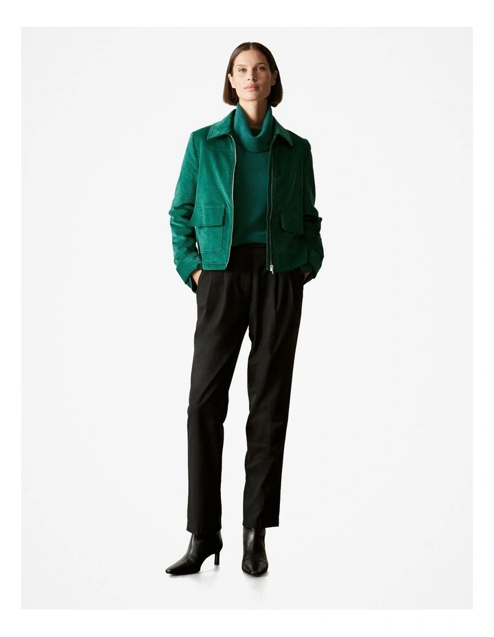 Stretch Wool Pleat Front Pant in Black image 1