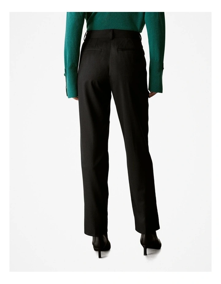 Stretch Wool Pleat Front Pant in Black image 4