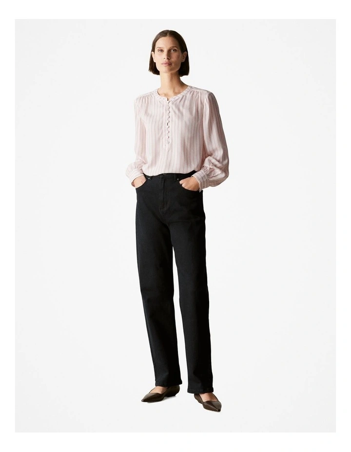 Modal Stripe Yoke Detail Blouse in Blush Pink image 2
