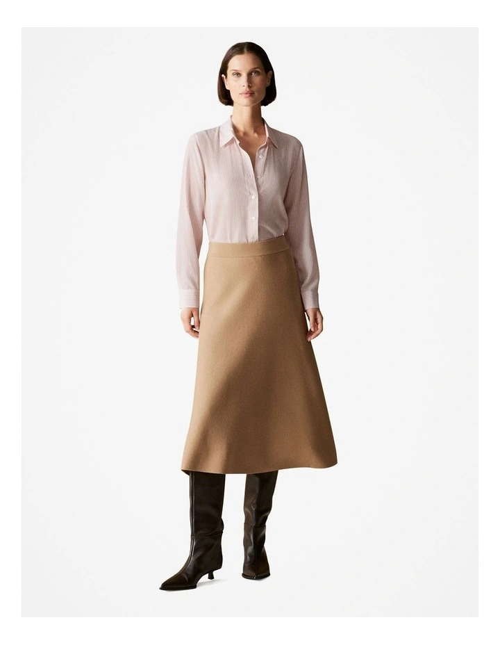 Silk Fine Striped Shirt in Blush Pink image 2