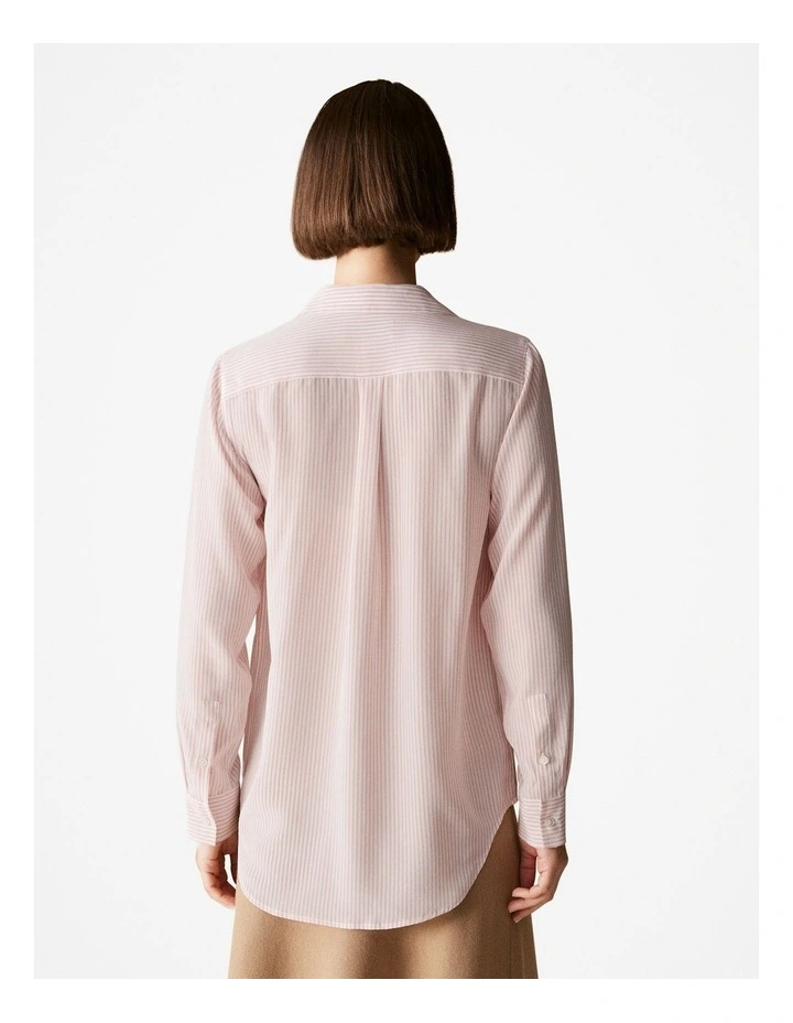 Silk Fine Striped Shirt in Blush Pink image 4