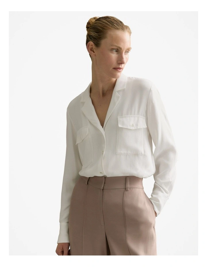 Camp Collar Relaxed Fit Shirt in Parchment image 1