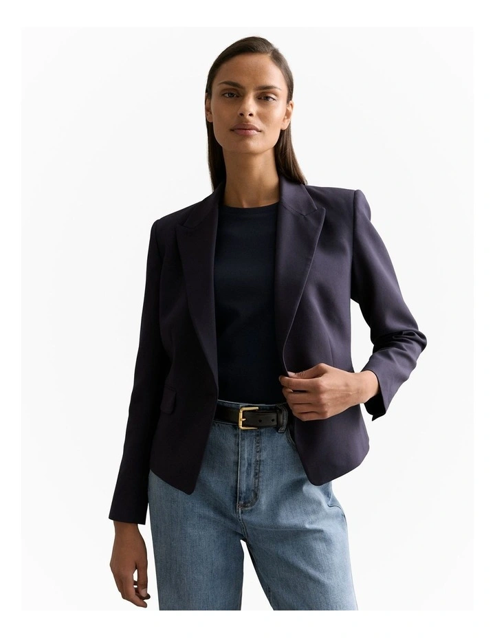 Single Breasted Cropped Blazer in Night Sky image 1