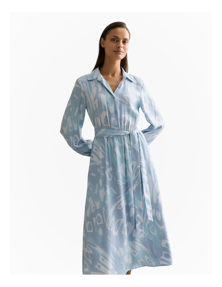 Butterfly Blouson Sleeve Shirt Dress in Seafoam image 1