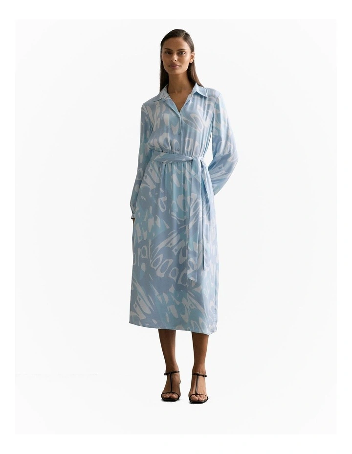 Butterfly Blouson Sleeve Shirt Dress in Seafoam image 3