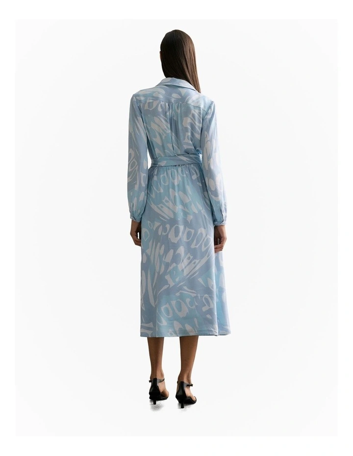 Butterfly Blouson Sleeve Shirt Dress in Seafoam image 4