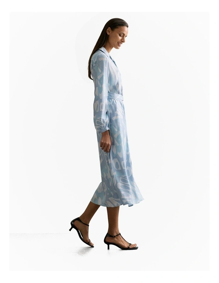 Butterfly Blouson Sleeve Shirt Dress in Seafoam image 5