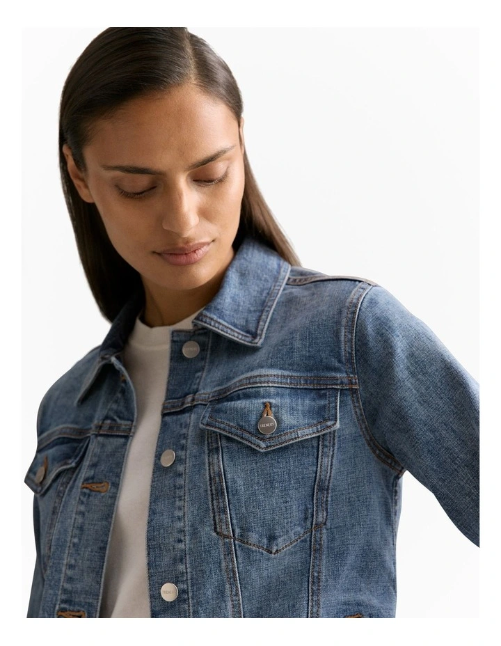Australian Cotton Blend Classic Denim Jacket in Vintage Wash Denim image 3