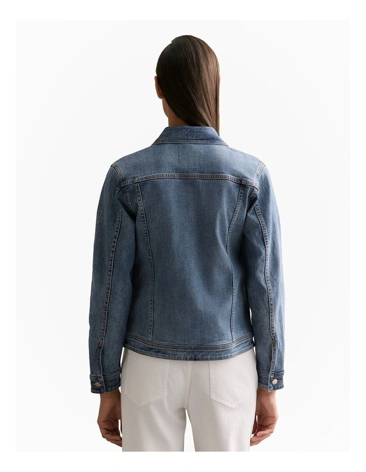 Australian Cotton Blend Classic Denim Jacket in Vintage Wash Denim image 4