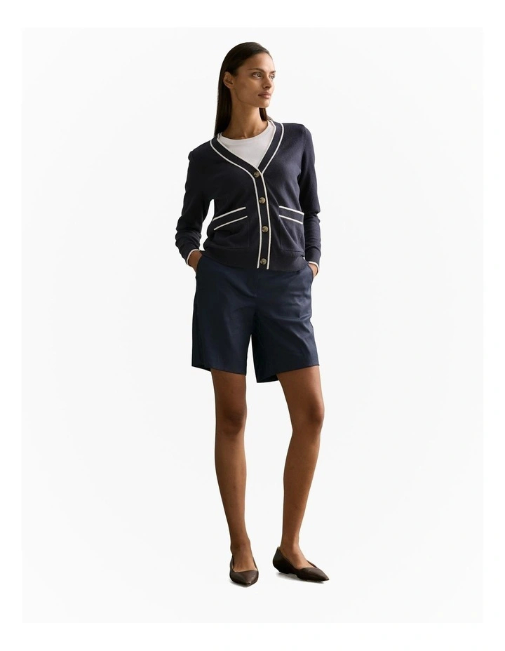 Organically Grown Cotton Cashmere Pocket Detail Cardigan in Navy image 2