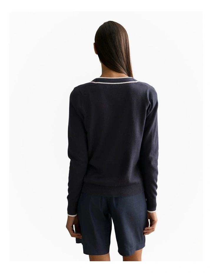 Organically Grown Cotton Cashmere Pocket Detail Cardigan in Navy image 4