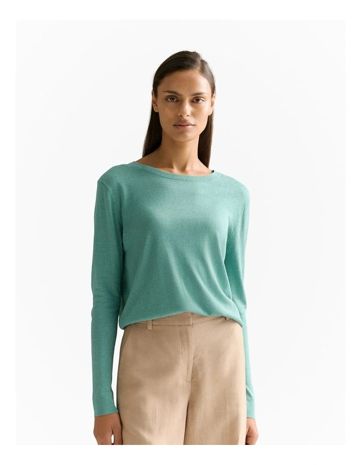 Silk Linen Luxury Blend Relaxed Knit in Seafoam image 1
