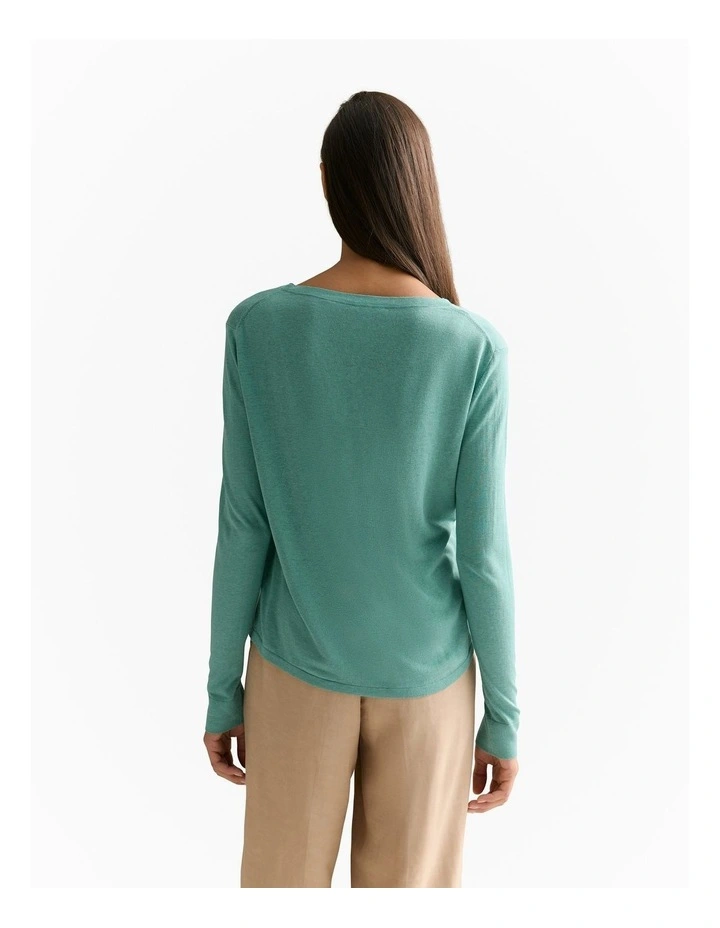 Silk Linen Luxury Blend Relaxed Knit in Seafoam image 4