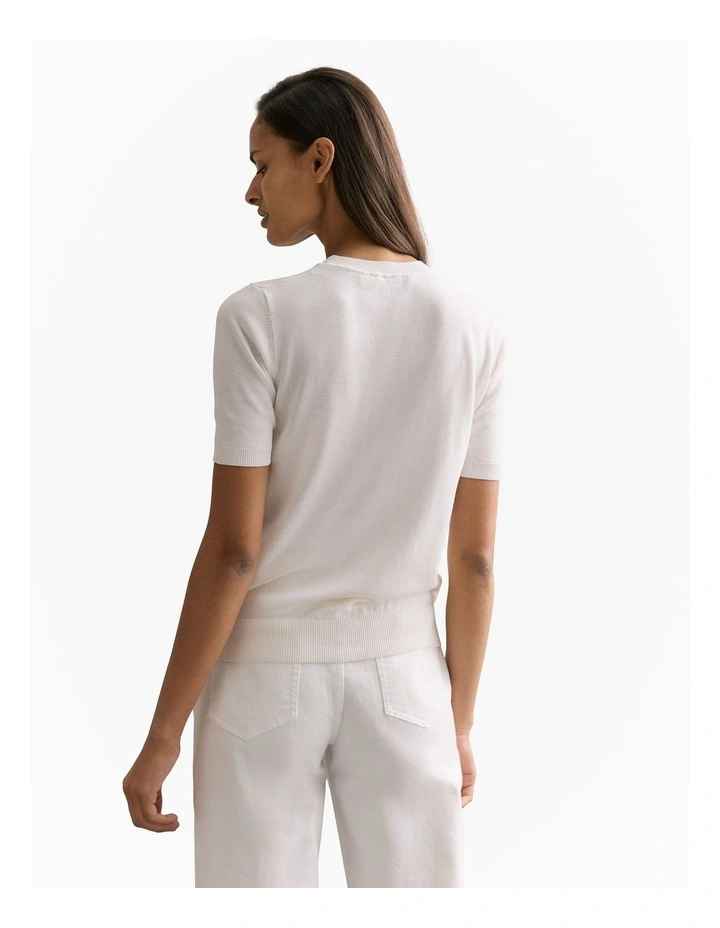Silk Linen Luxury Blend T-shirt in Parchment image 4