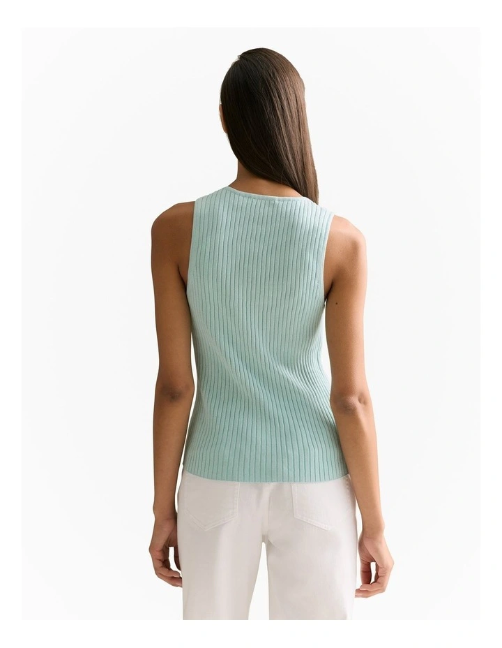 Mercerised Cotton Rib V Neck Tank in Pale Seafoam image 4