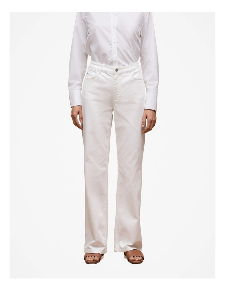 Australian Cotton Blend Wide Leg Jean in White image 1