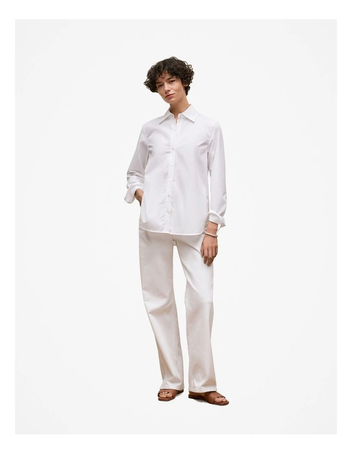 Australian Cotton Blend Wide Leg Jean in White image 2