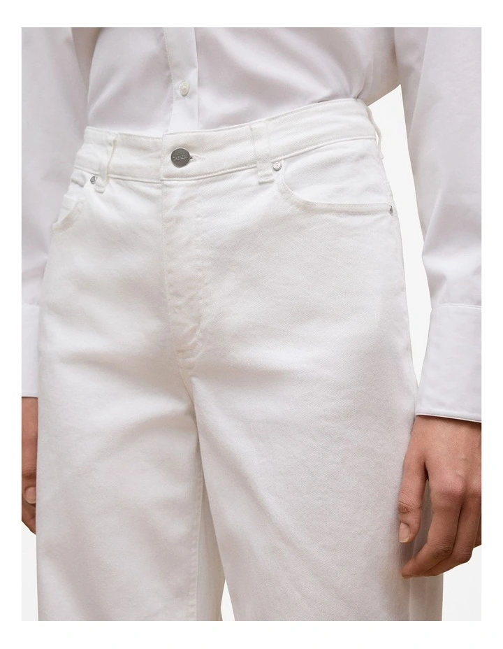 Australian Cotton Blend Wide Leg Jean in White image 3
