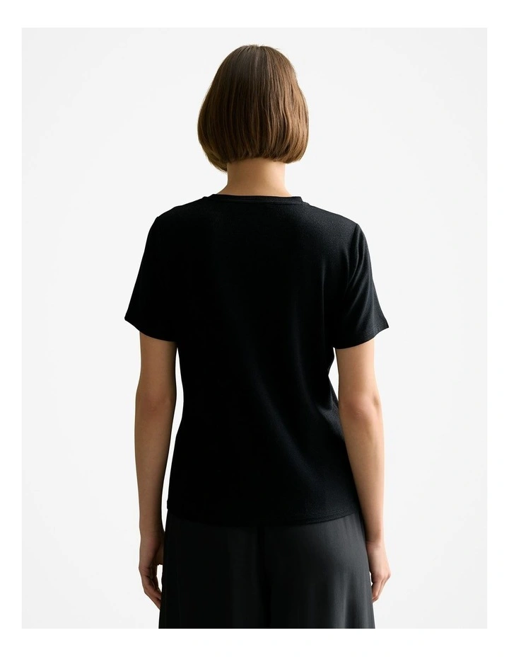 Lurex Metallic Jersey T-shirt in Black image 4