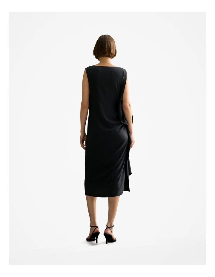 Draped Sleeveless Midi Dress in Black image 4