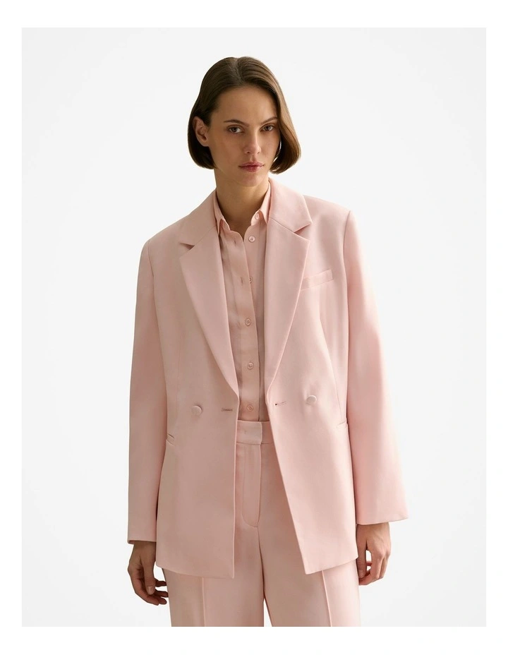 Crepe Double Breasted Blazer in Pink Salt image 1