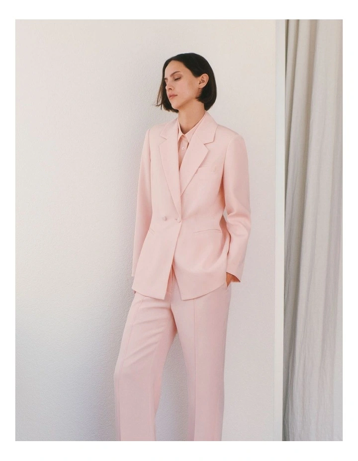 Crepe Double Breasted Blazer in Pink Salt image 2