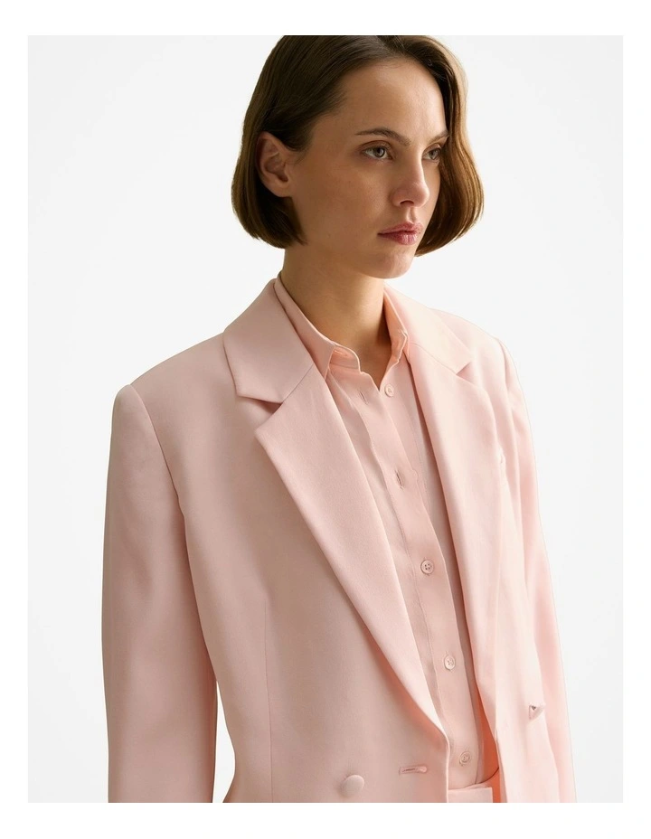 Crepe Double Breasted Blazer in Pink Salt image 3