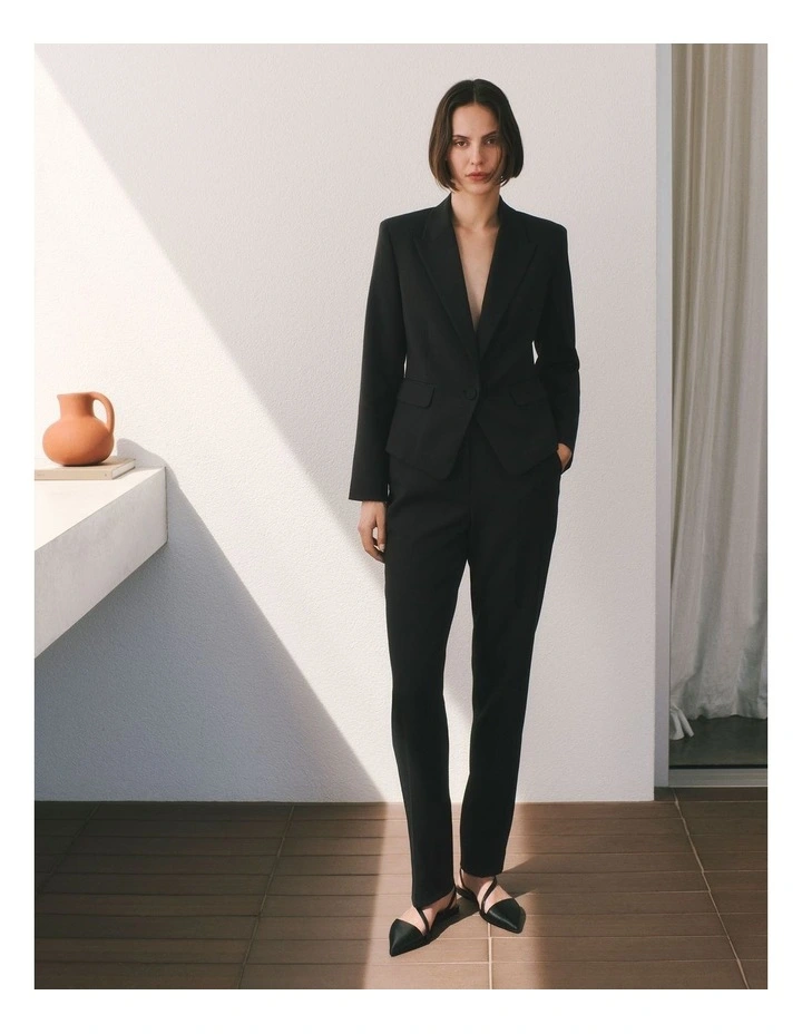 Piping Detail Straight Leg Pant in Black image 2