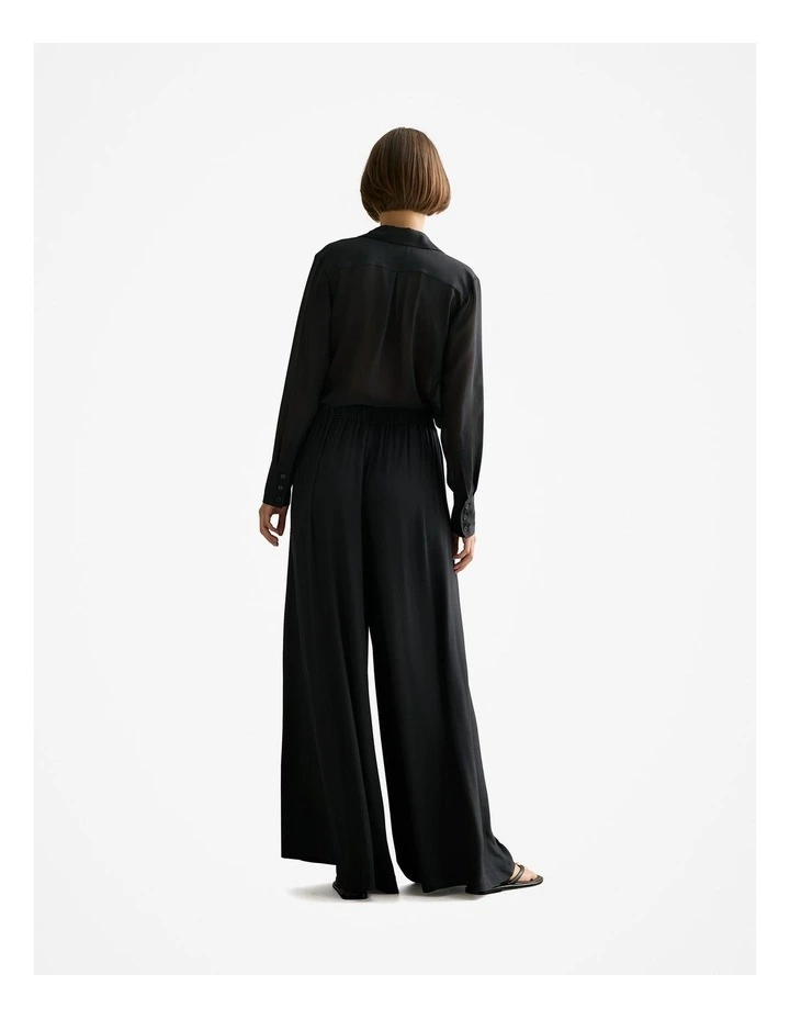 Pleat Detail Palazzo Pant in Black image 4