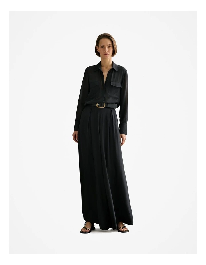 Pleat Detail Palazzo Pant in Black image 6