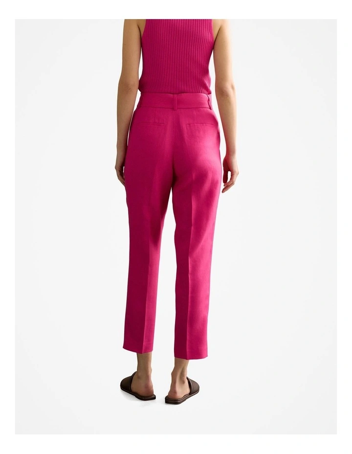 Linen Straight Leg Belted Pant in Fuchsia image 4