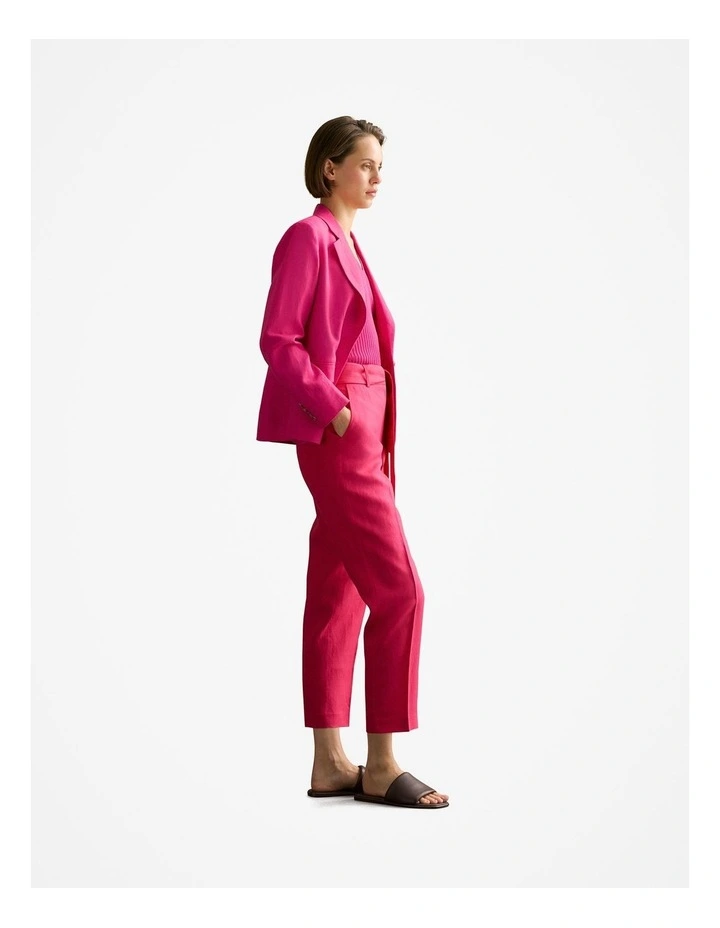 Linen Straight Leg Belted Pant in Fuchsia image 5