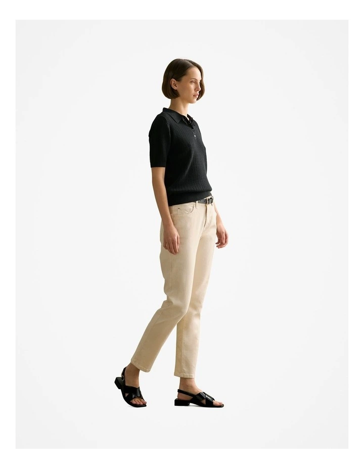 Undyed Natural Denim Boyfriend Jean in Ecru image 5