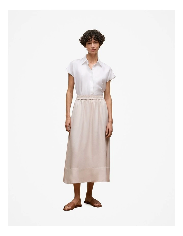 Silk Twill Cap Sleeve Shirt in White image 2