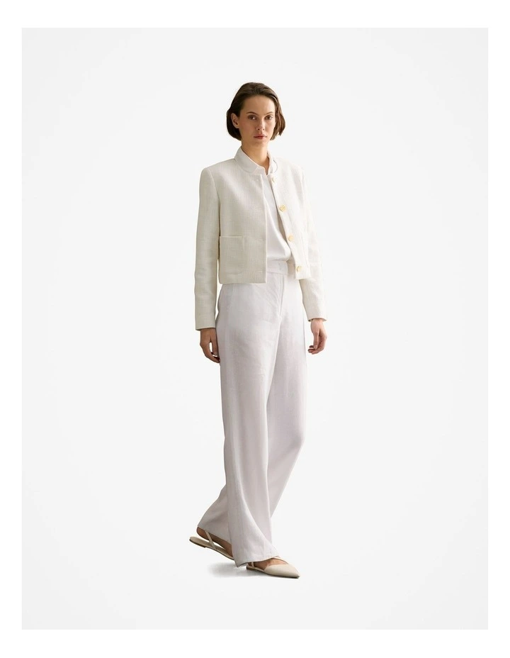 Silk Twill Cap Sleeve Shirt in White image 5